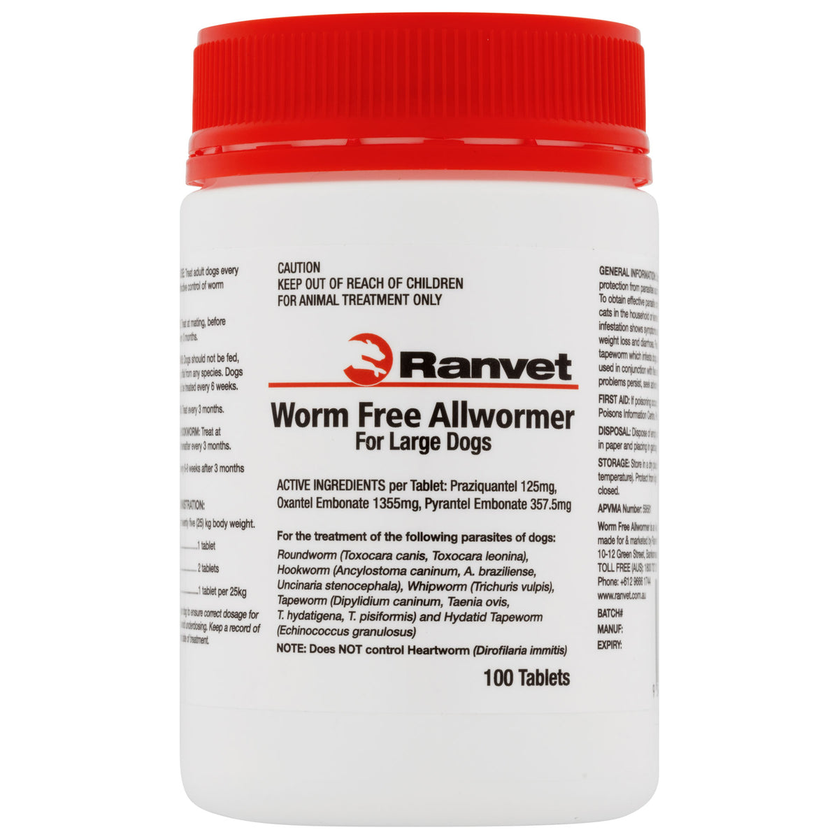 Worm Free Allwormer For Large Dogs 25Kg Tablet